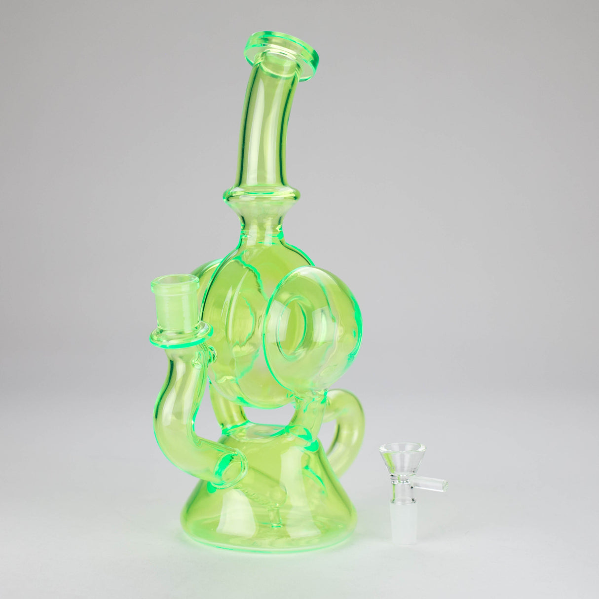 11" Slim Green Recycler Glass Bong