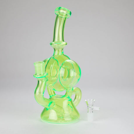 Canadian Distributor Glass Bong 11" Slim Green Recycler Glass Bong 11" Slim Green Recycler Glass Bong