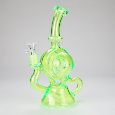 Canadian Distributor Glass Bong 11" Slim Green Recycler Glass Bong 11" Slim Green Recycler Glass Bong