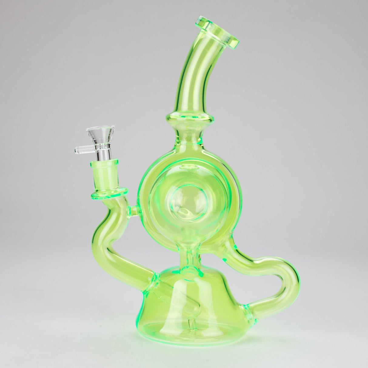 11" Slim Green Recycler Glass Bong