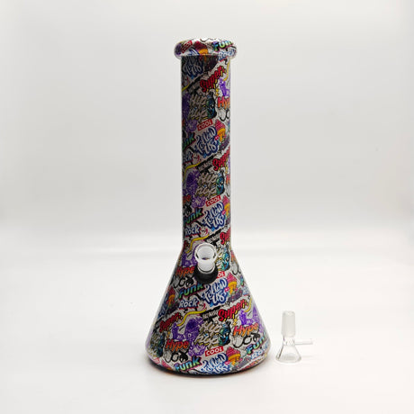 Super Supplys Inc Glass Bong 13" 7mm Calavera Hydrographic Glass Bong-Assorted Designs 13" 7mm Calavera Hydrographic Glass Bong-Assorted Designs