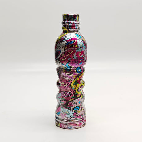 Super Supplys Inc Glass Bong 9" Hydrographic Water Bottle Glass Bong-Assorted Designs 9" Hydrographic Water Bottle Glass Bong-Assorted Designs