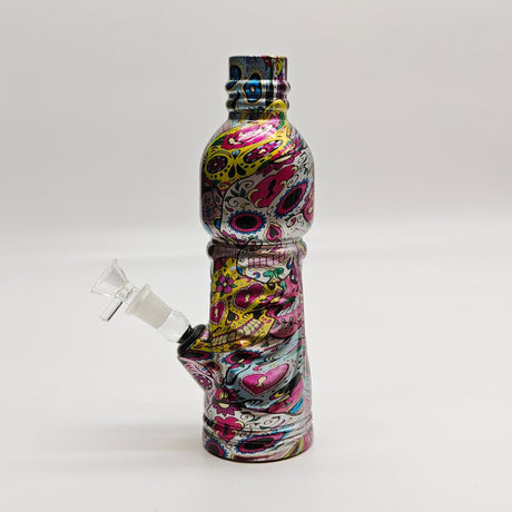 Super Supplys Inc Glass Bong 9" Hydrographic Water Bottle Glass Bong-Assorted Designs 9" Hydrographic Water Bottle Glass Bong-Assorted Designs