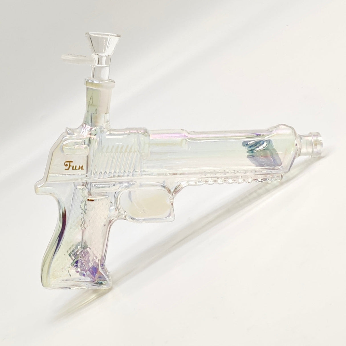 7.5" Pistol-Shaped Glass Bong with 14 mm Bowl Stem