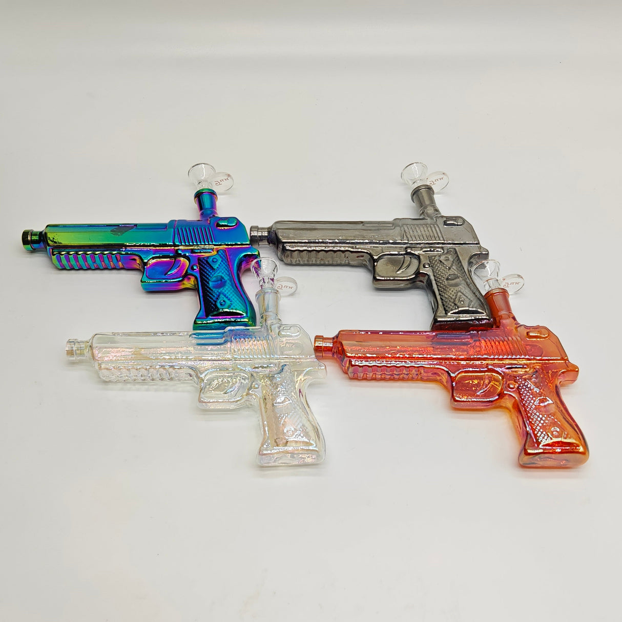 7.5" Pistol-Shaped Glass Bong with 14 mm Bowl Stem