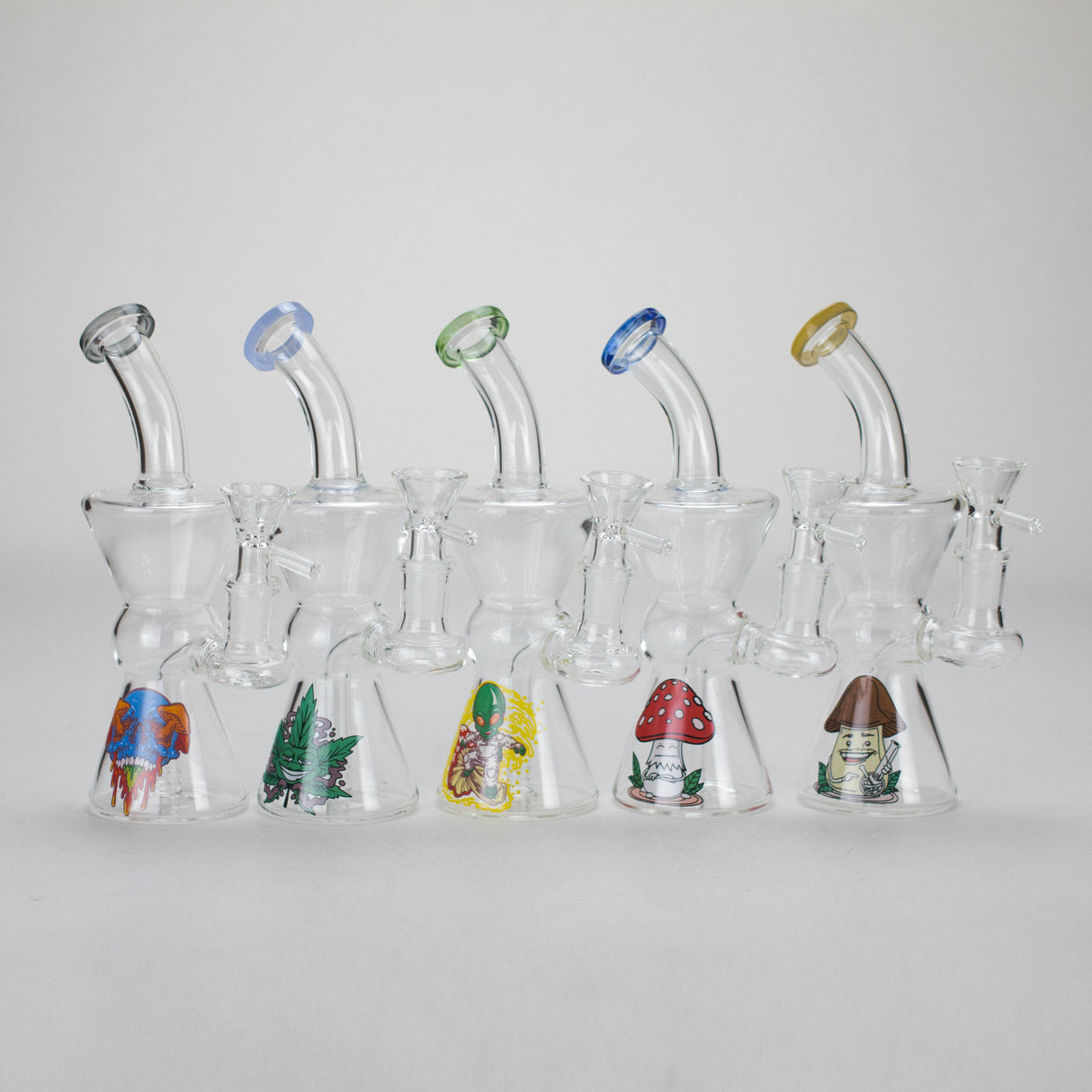 6.5" Cartoon Print Glass Bong with Fixed Diffuser