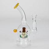 6.5" Bent Neck Cartoon Print Glass Bong with Fixed Diffuser