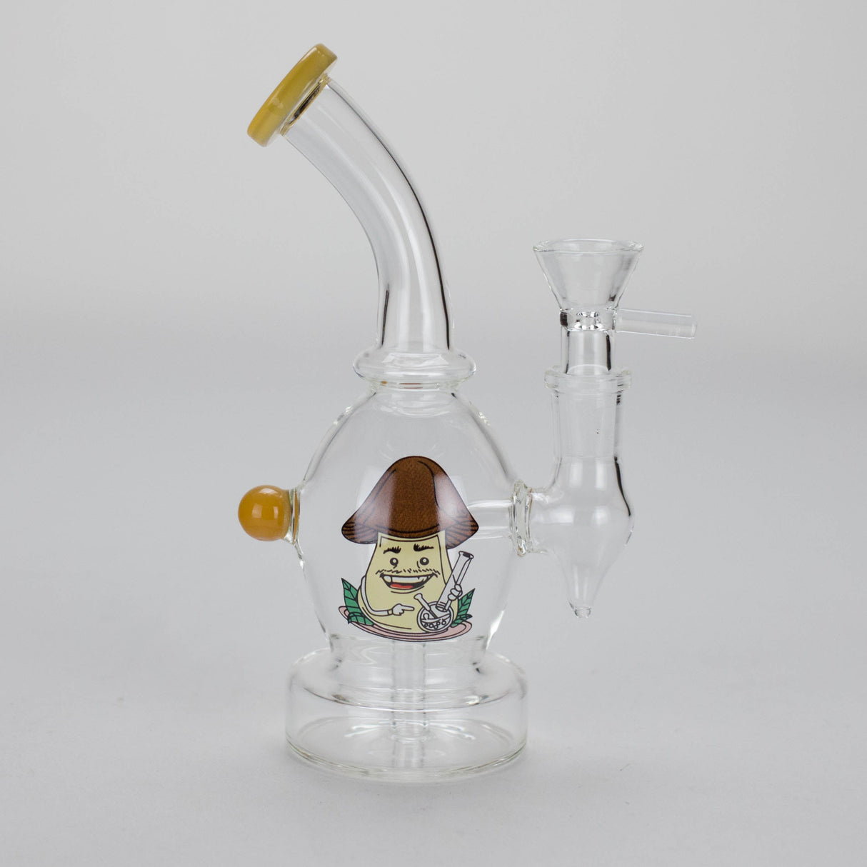 6.5" Bent Neck Cartoon Print Glass Bong with Fixed Diffuser