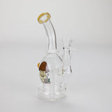 6.5" Bent Neck Cartoon Print Glass Bong with Fixed Diffuser