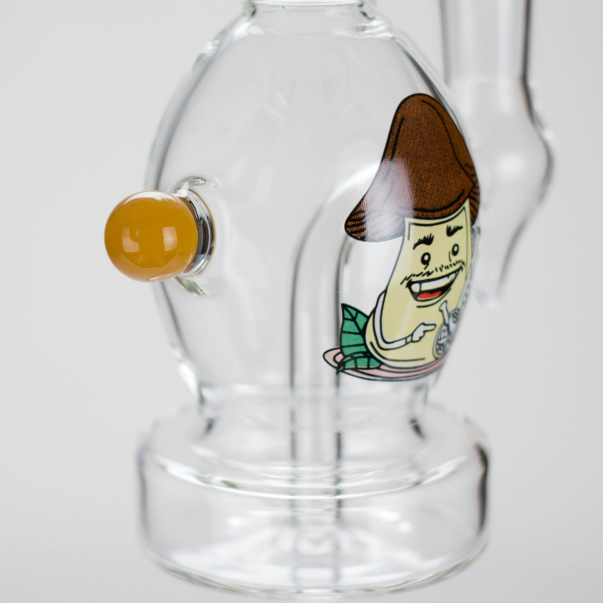 6.5" Bent Neck Cartoon Print Glass Bong with Fixed Diffuser