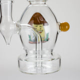 6.5" Bent Neck Cartoon Print Glass Bong with Fixed Diffuser