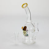 6.5" Bent Neck Cartoon Print Glass Bong with Fixed Diffuser