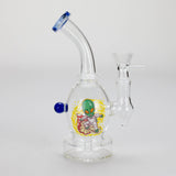 6.5" Bent Neck Cartoon Print Glass Bong with Fixed Diffuser