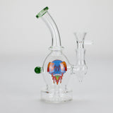 6.5" Bent Neck Cartoon Print Glass Bong with Fixed Diffuser