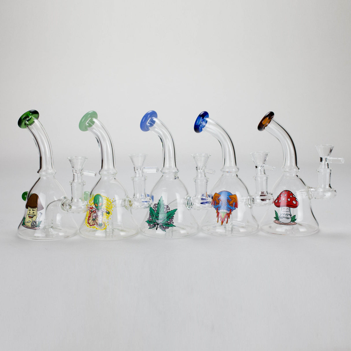 Canadian Distributor Glass Bong 6.5" Cartoon Print Mini Glass Bong with Fixed Diffuser 6.5" Cartoon Print Mini Glass Bong | Canada