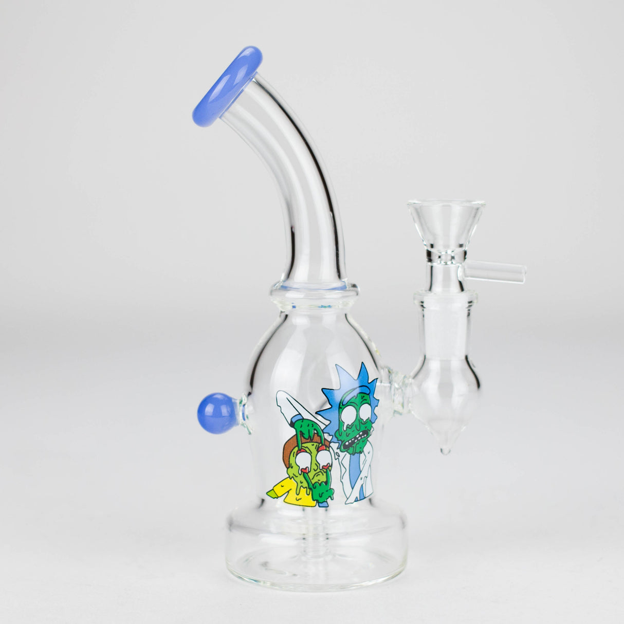 6.5" Bent Neck Cartoon Print Glass Bong with Fixed Diffuser