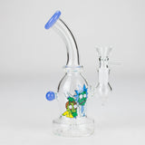 6.5" Bent Neck Cartoon Print Glass Bong with Fixed Diffuser