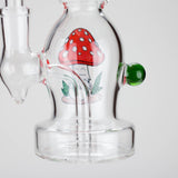 6.5" Bent Neck Cartoon Print Glass Bong with Fixed Diffuser