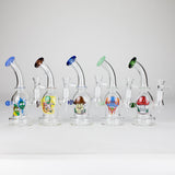 6.5" Bent Neck Cartoon Print Glass Bong with Fixed Diffuser