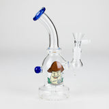 6.5" Bent Neck Cartoon Print Glass Bong with Fixed Diffuser