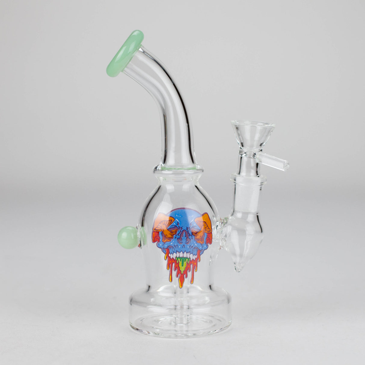 6.5" Bent Neck Cartoon Print Glass Bong with Fixed Diffuser