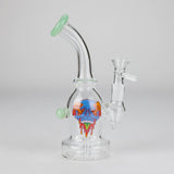 6.5" Bent Neck Cartoon Print Glass Bong with Fixed Diffuser