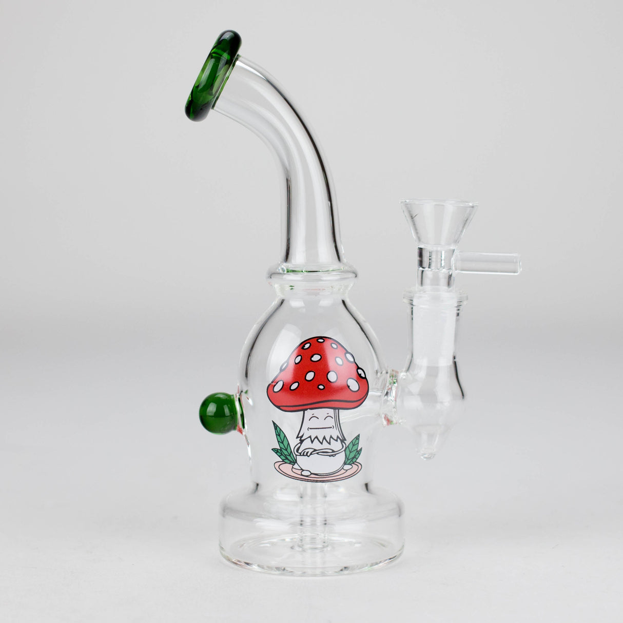 6.5" Bent Neck Cartoon Print Glass Bong with Fixed Diffuser