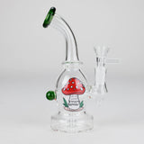 6.5" Bent Neck Cartoon Print Glass Bong with Fixed Diffuser