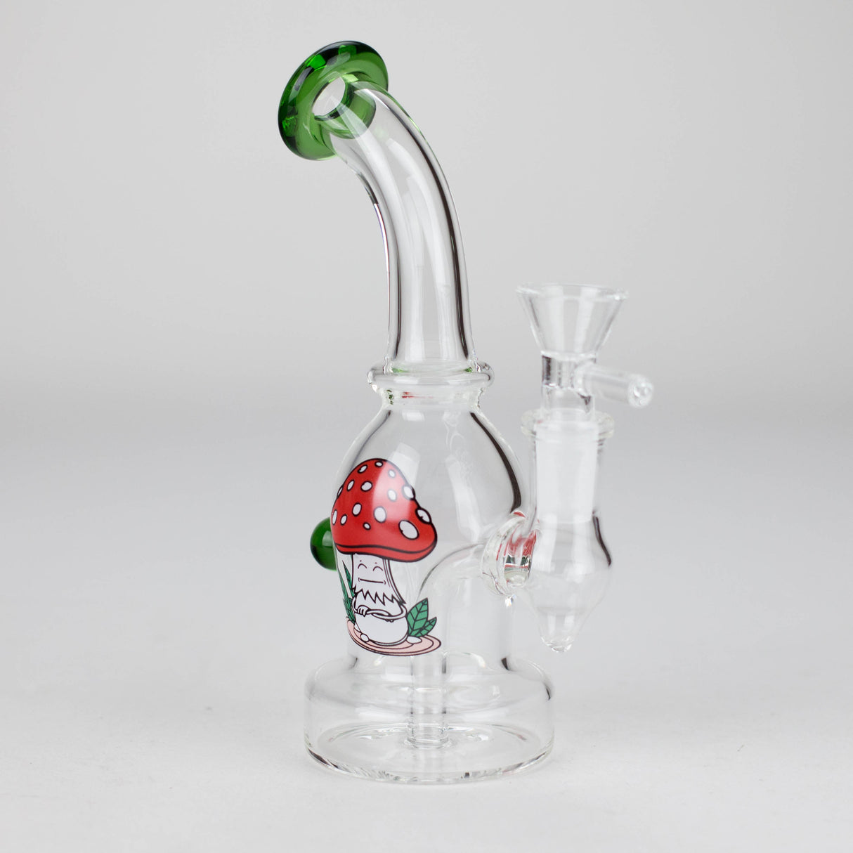6.5" Bent Neck Cartoon Print Glass Bong with Fixed Diffuser