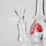 6.5" Bent Neck Cartoon Print Glass Bong with Fixed Diffuser