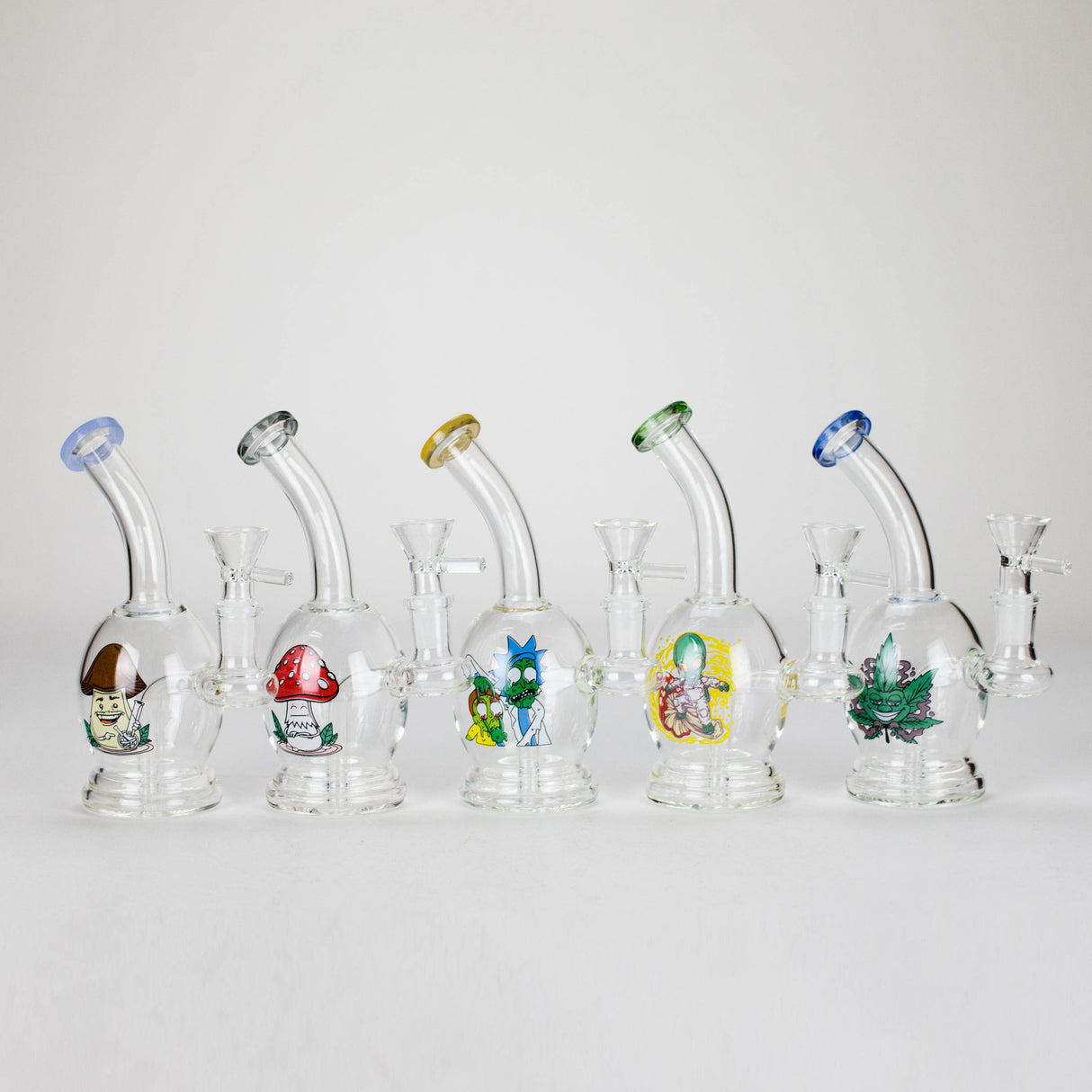 6.5" Cartoon Print Mini Bong with Fixed Diffuser