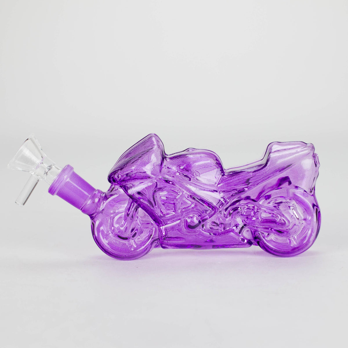 Canadian Distributor Glass Bong 7″ Purple Heavy Bike Soft Glass Bong [TX217] 7″ Purple Heavy Bike Soft Glass Bong [TX217]