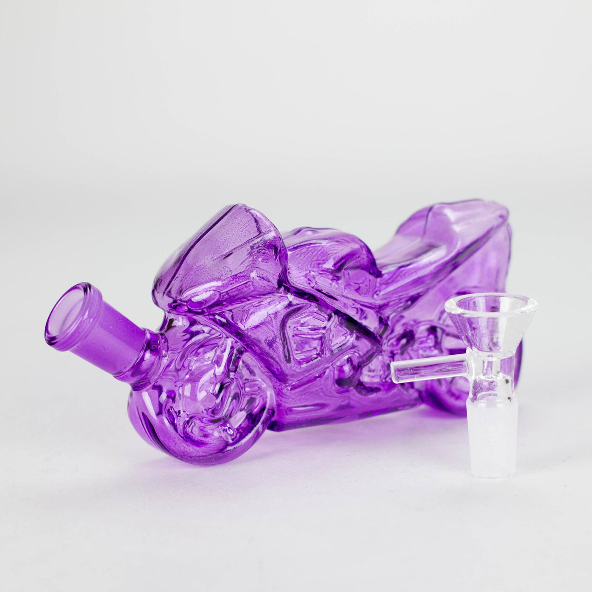 Canadian Distributor Glass Bong 7″ Purple Heavy Bike Soft Glass Bong [TX217] 7″ Purple Heavy Bike Soft Glass Bong [TX217]
