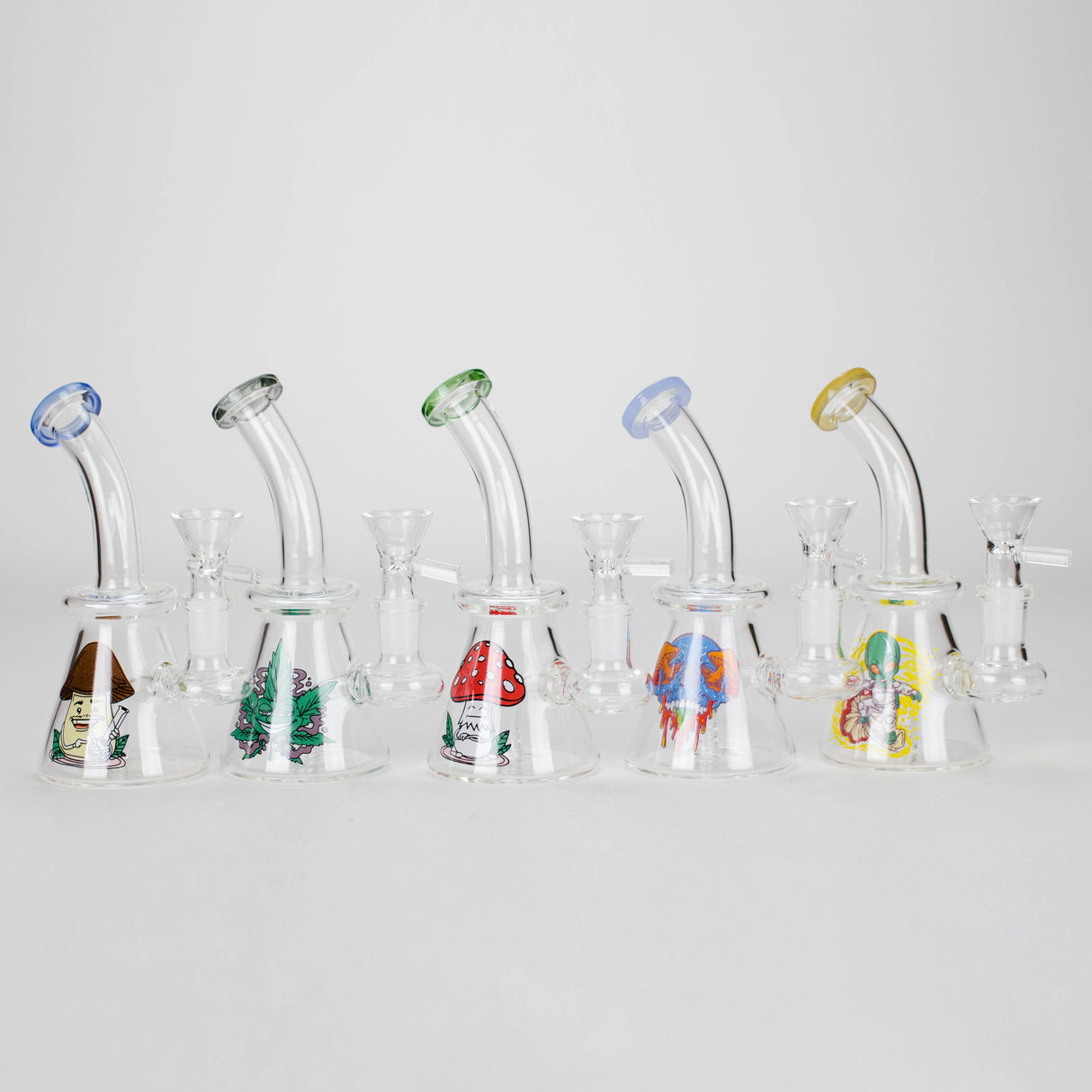 6.5" Cartoon-Themed Mini Bong with Angled Mouthpiece