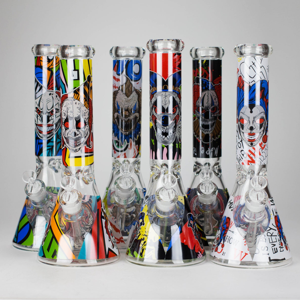 DY Glass Glass Bong 13.5" PsyClown Glass Bong – 7mm Thick Glass, Bold Psychedelic Clown Design 13.5" PsyClown Glass Bong – 7mm Thick Glass, Bold Psychedelic Clown Design