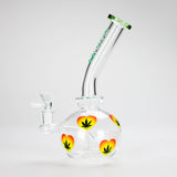 Haze | 9″ Heart Leaf Bubble Base Glass Bong – Teal (Mini-R)