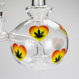 Haze | 9″ Heart Leaf Bubble Base Glass Bong – Teal (Mini-R)