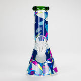 Haze | 8″ Geometric Figure Beaker Glass Bong with Color Lip – Green (Mini-X)