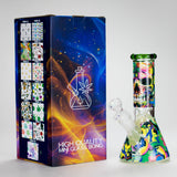 Haze | 8″ Skull Beaker Glass Bong with Color Lip – Green (Mini-Y)