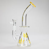 Haze | 8.5″ Weed Leaf Bent Neck Glass Bong – Jade Yellow (Mini-E)