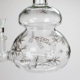 Haze | 9″ Bubble Base Glass Bong – Green Weed Leaf Design (Mini-A)