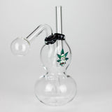 6" Flat Mush Mix Sticker Glass Oil Burner Pipe – Unique Double Bubble Design