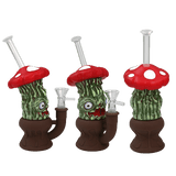 8" Enameled Mushroom Glass Bong