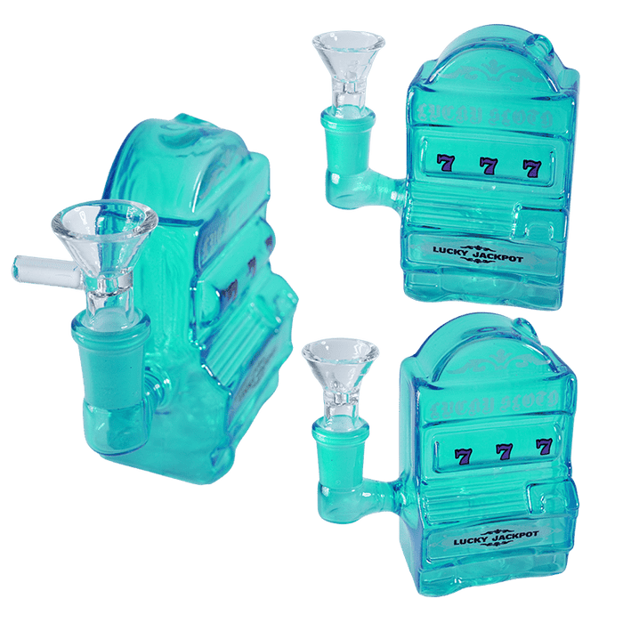 4 inch Lucky Jackpot Mini Water Pipe with 14mm glass bowl in blue
