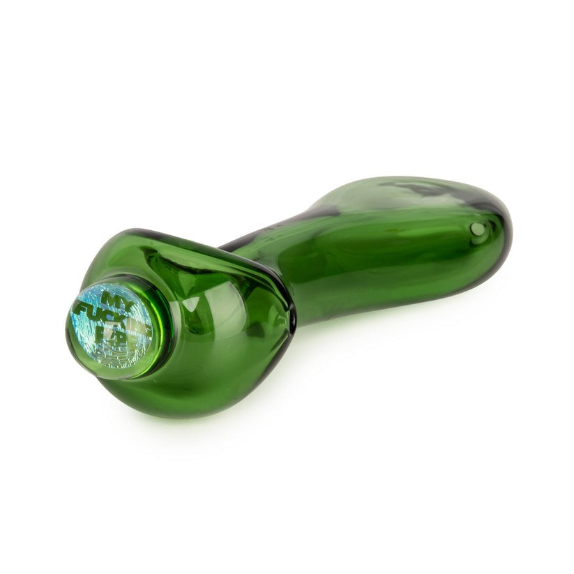 Red Eye Glass 4.25-Inch Spoon Hand Pipe with Dichroic Marble
