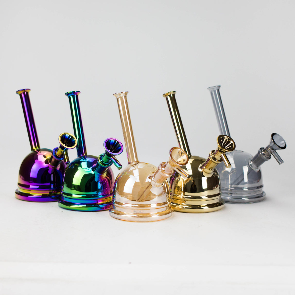 7" Iridescent Electroplate Glass Bubbler