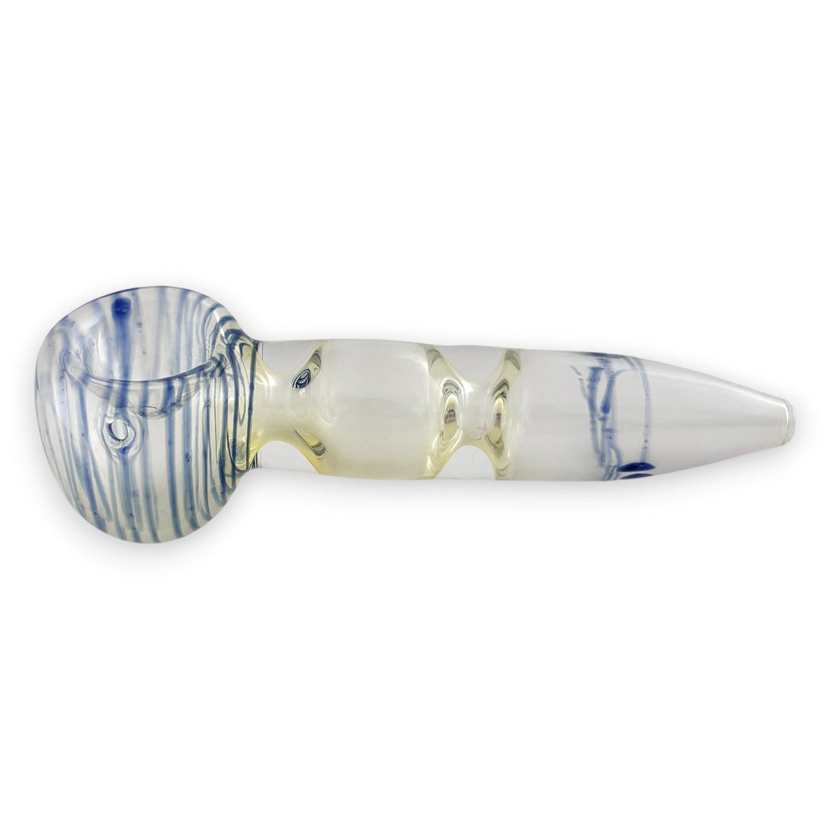 Pipe en verre transparent de 10 cm avec motifs tourbillonnants bleus ou rouges
