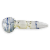 Pipe en verre transparent de 10 cm avec motifs tourbillonnants bleus ou rouges