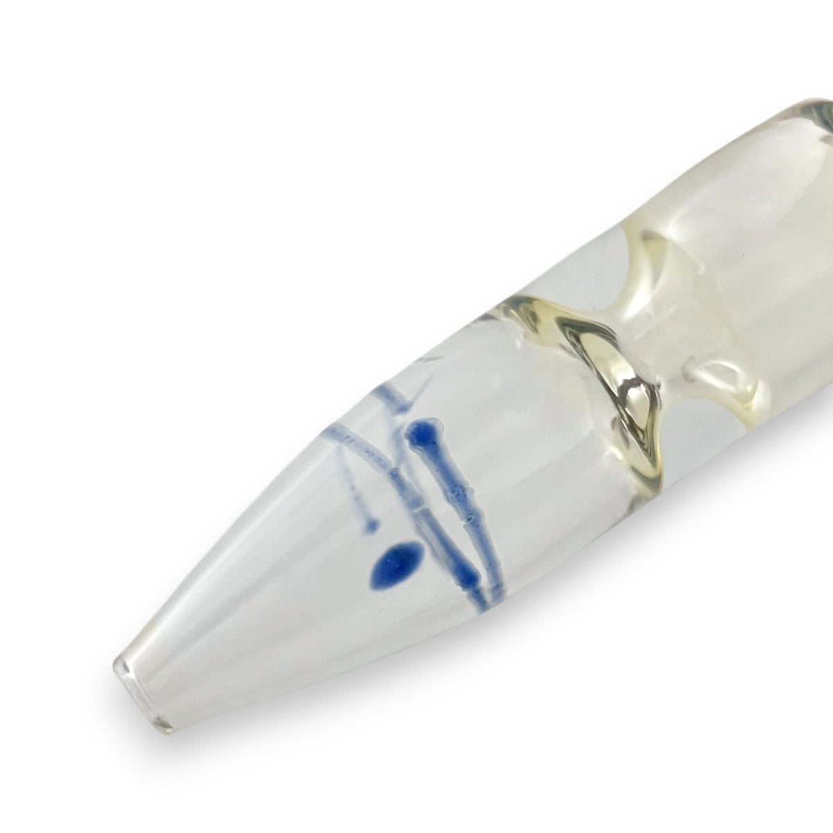 Pipe en verre transparent de 10 cm avec motifs tourbillonnants bleus ou rouges