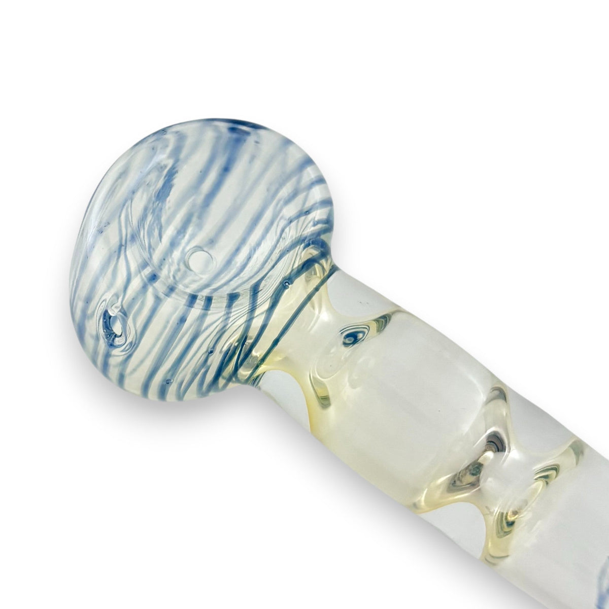 Pipe en verre transparent de 10 cm avec motifs tourbillonnants bleus ou rouges